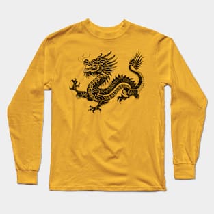 Traditional Dragon (distressed - dark brown) Long Sleeve T-Shirt